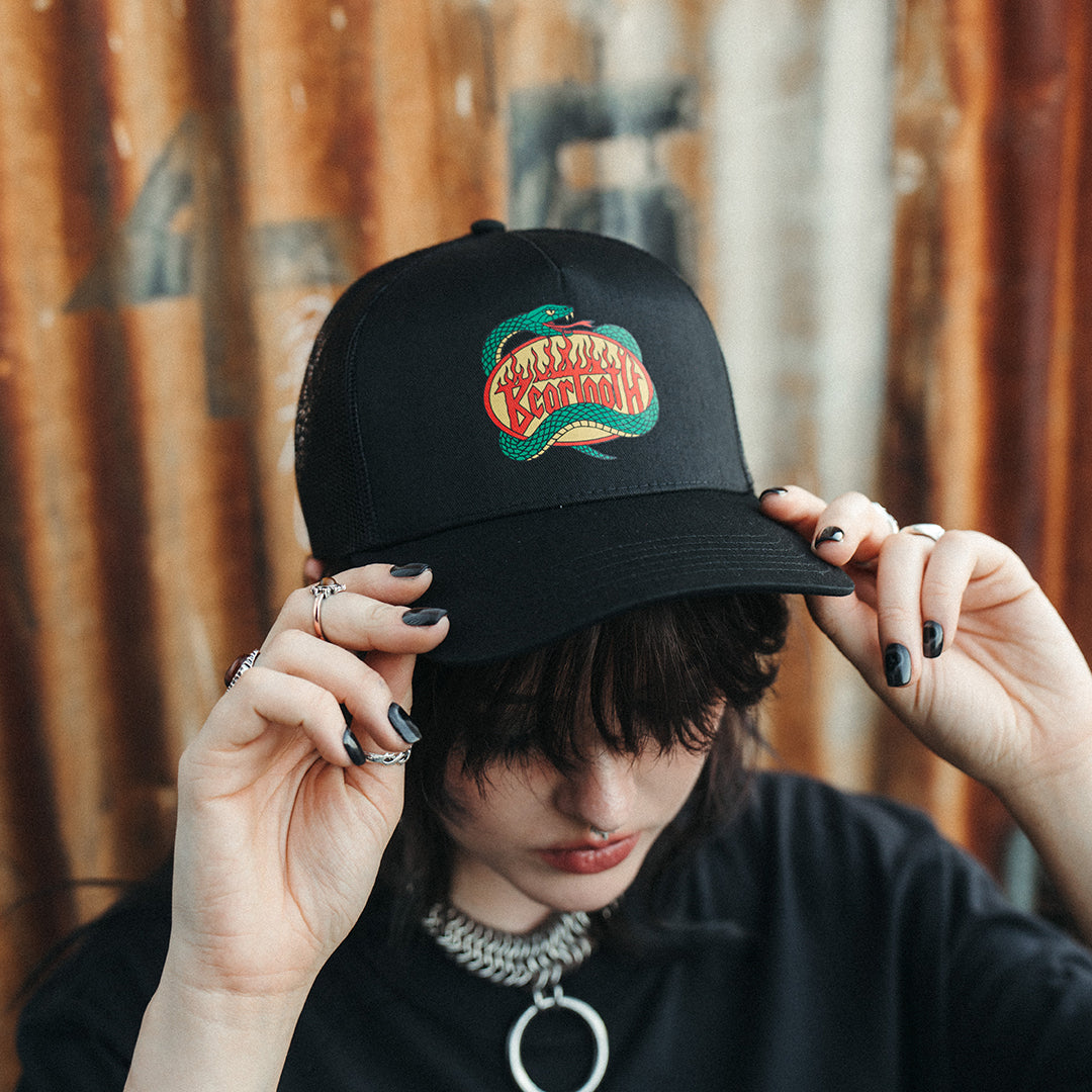 Flaming Snake Trucker Hat