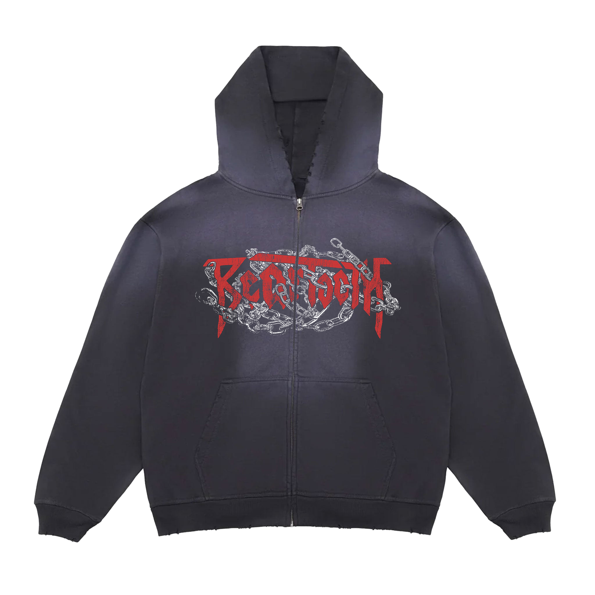 Chain Distressed Potassium Zip-up Hoodie